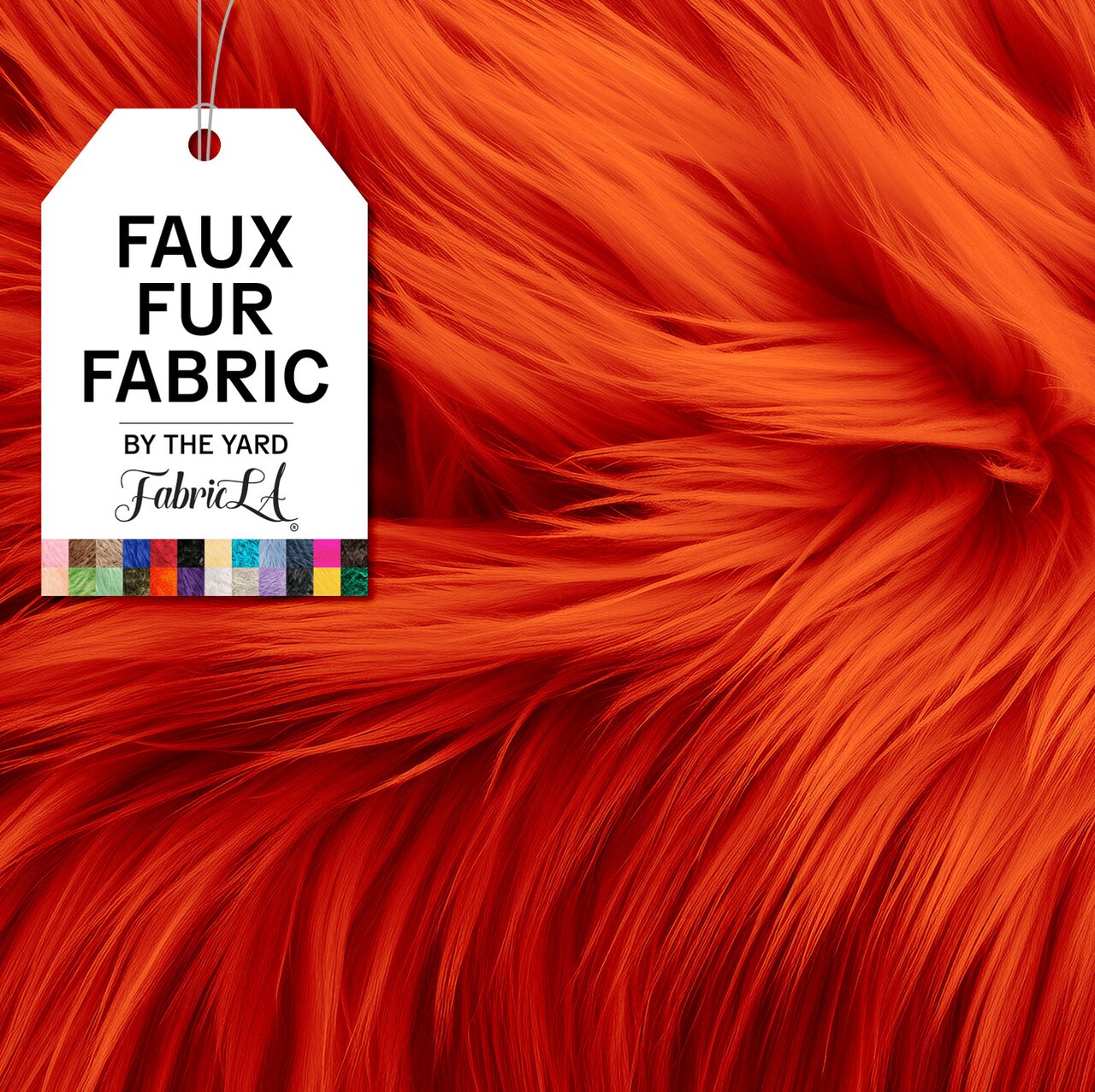 FabricLA | Shaggy Faux Fur | Fabric by The Yard | 18" X 60" Inch Wide | Craft Furry Fabric | Sewing, Apparel, Rugs, Pillows & More | Faux Fluffy Fabric | Orange, Half Yard